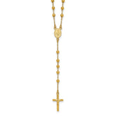 Sterling Silver Gold-tone Polished and Beaded Rosary 24 inch Necklace
